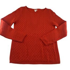 Vintage J. Crew Sweater Womens Small Dk Orange Pullover Long Sleeve Cotton Knit